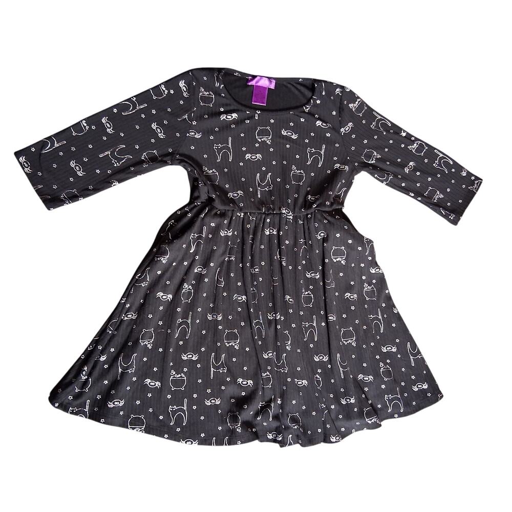 Halloween Print Black Size 10 Girls Dress Black Cat Cauldron Spiders Spooky